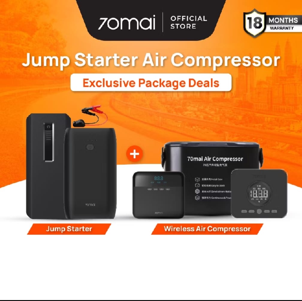Bundle 70mai — jump starter dan pam angin wayarles