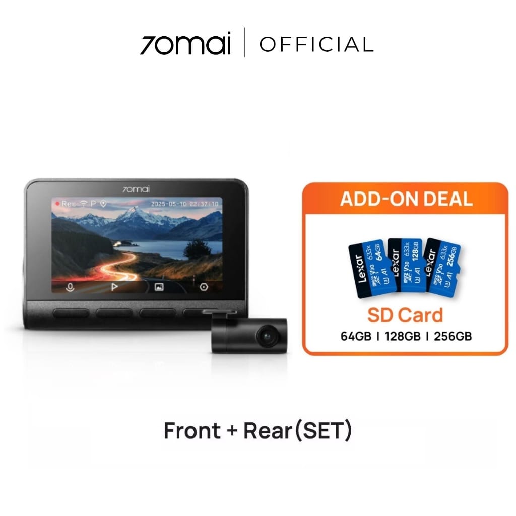 70mai A800SE 4K Dashcam set kamera depan dan belakang