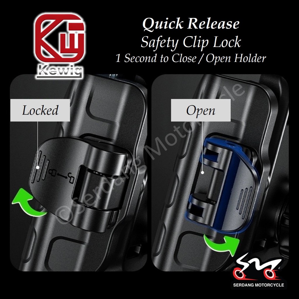 KEWIG M8SP quick release safety clip lock — locked dan open